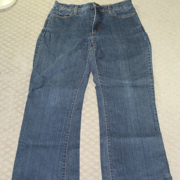 Vintage NYDJ Wm Sz 10 / Waist 30 Mid Rise Wide Leg Denim Medium Wash Blue Jeans - Picture 1 of 7